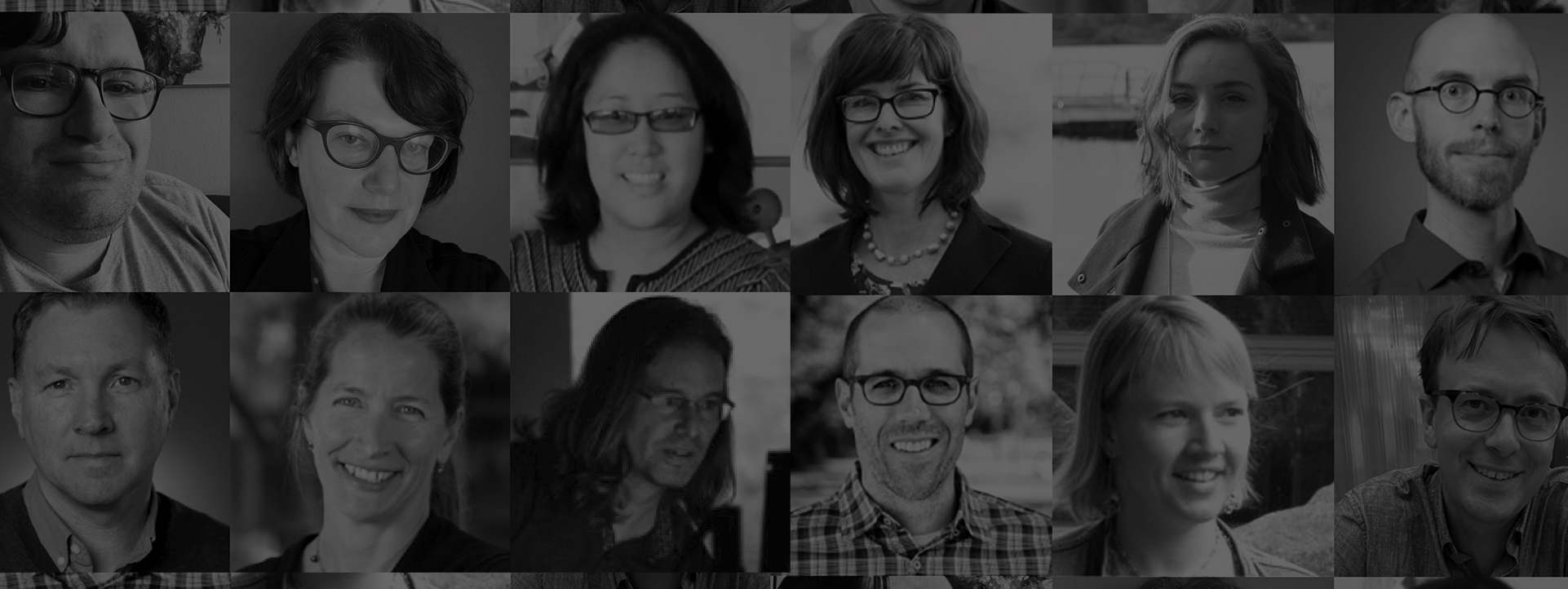 collage of podcast guests in black and white