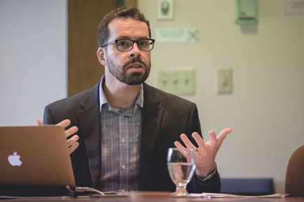 Daniel Shore speaks at the Simpson Center, courtesy Zezhou Jing/The UW Daily