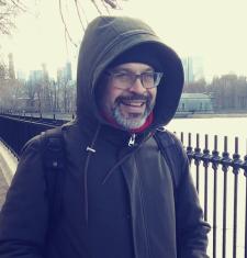 Portrait of José Alaniz in wintertime New York from 2018