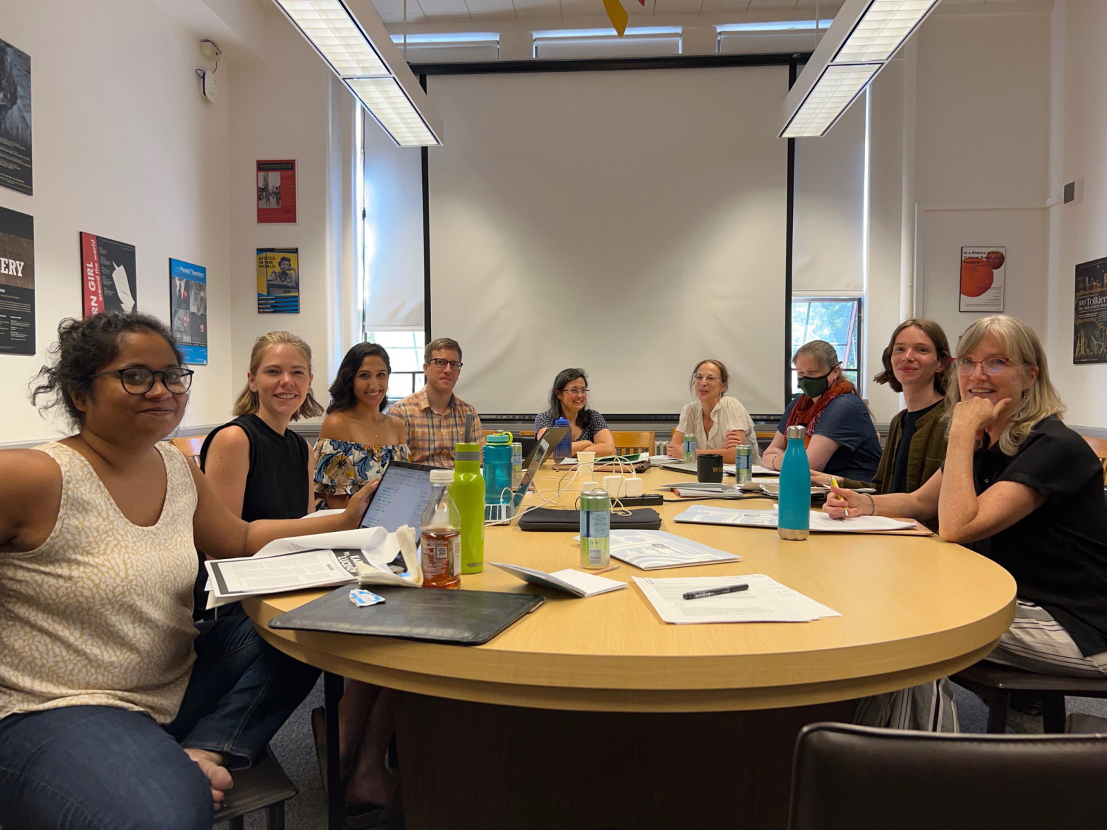 Participants of the workshop at work deciphering manuscripts in Smith Hall seminar room on July 6, 2022. Photo courtesy Sabeena Shaikh.