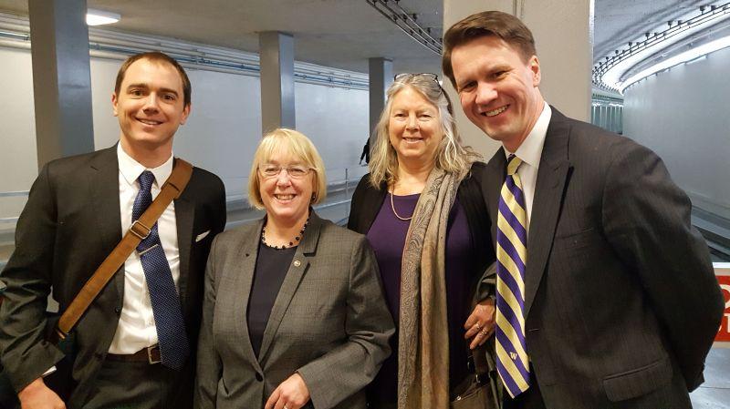 Senator Patty Murray at the US Capitol with Jon Hiskes and Andy Nestingen of the Simpson Center and Lela Hilton of the Clemente Course in the Humanities.