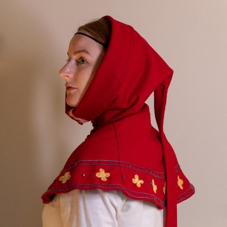 Caitlin Postal Wearing her Medieval Hood, photo credit: Caitlin Postal