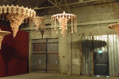 Art installation of chandelier sculptures by Hema Upadhyay