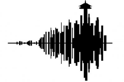 Sound waves in the shape of the Seattle city skyline