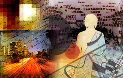 Collage of different languages, skylines, and currencies