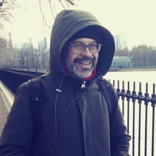 Portrait of José Alaniz in wintertime New York from 2018