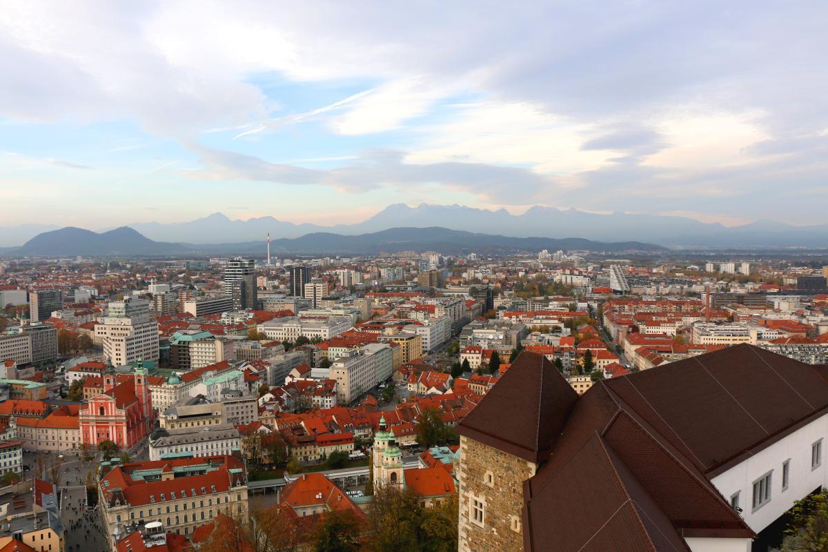 Aerial view of central Ljubljana