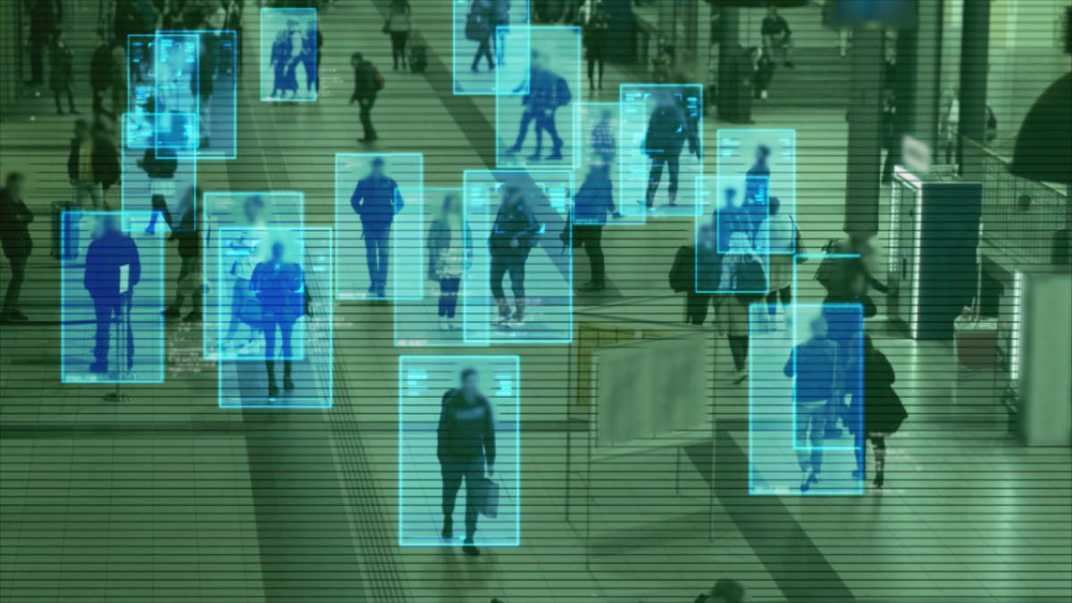 Surveillance interface using artificial intelligence scanning crowd at train station