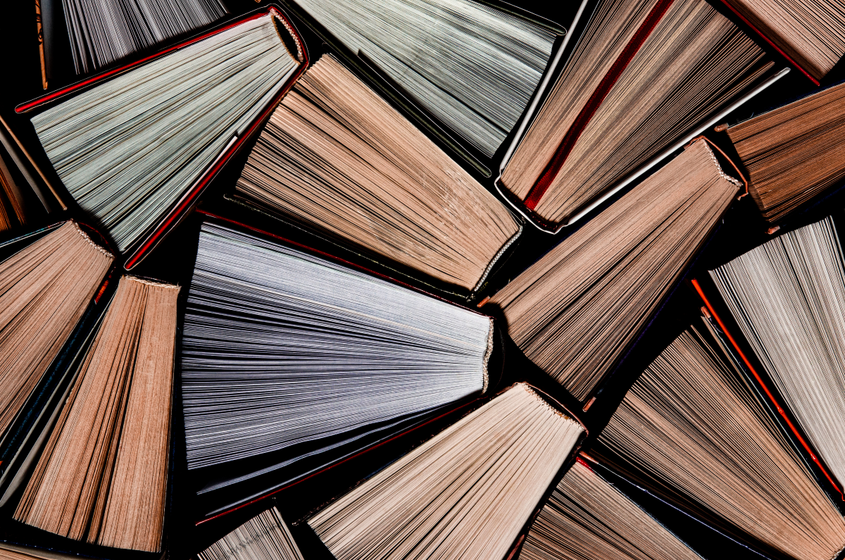 Books viewed from above