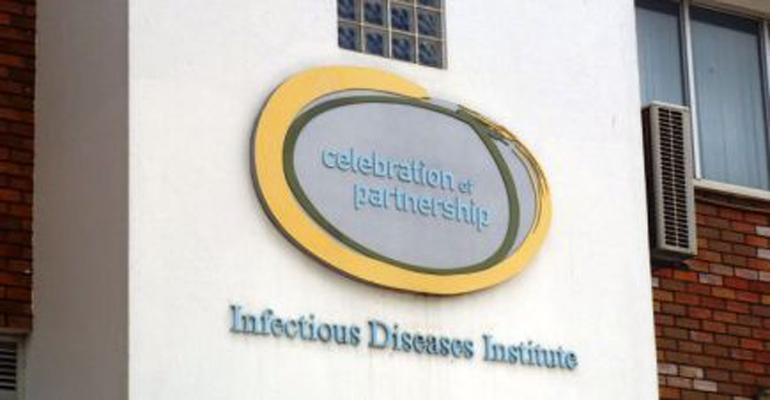 Sign for the Infectious Diseases Institute headquarters in Kampala, Uganda