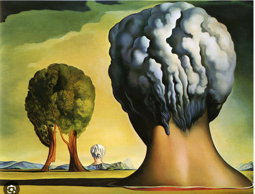Painting of heads and trees