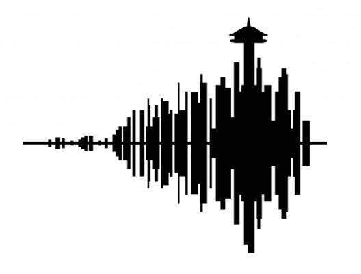 Sound waves in the shape of the Seattle city skyline