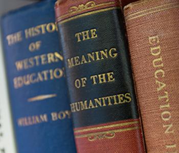 Books standing in a row.