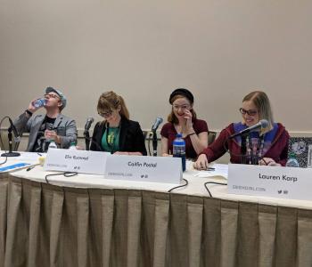 The author speaking on her panel at Geek Girl Con. Photo by Xandre Chateaubriand.