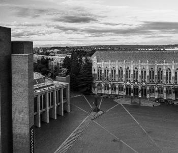 Suzallo and Allen Libraries Birdseye View with Quad