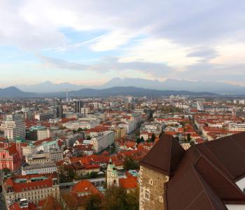 Aerial view of central Ljubljana