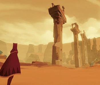 A screenshot from a video game showing a desert scene.