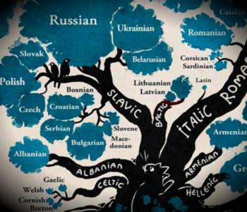 Close-up of the Slavic branch of a languages family tree