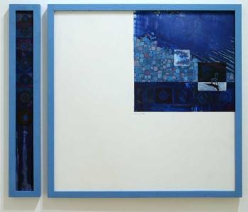 Image: Hani Zurob, My Eye and the Other, from the series "I Tell You No, It Means No," acrylic on canvas and wood, 37 x 6” and 37 x 37”, 2002.