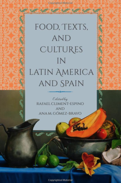 Cover depicts drawings of fruit and a water pitcher below the title, which is inset in blue against a background that has a pink design at the top and solid green at the bottom.